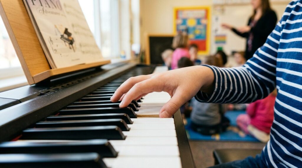 Close-up detail shot of a childs hand performing correct pi