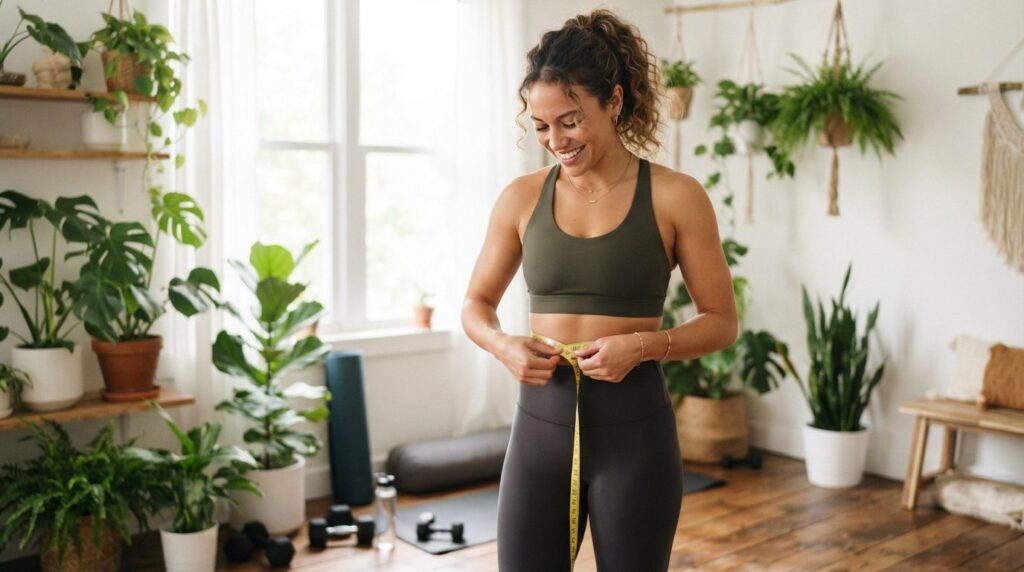 Photorealistic image of a confident woman in athletic wear m