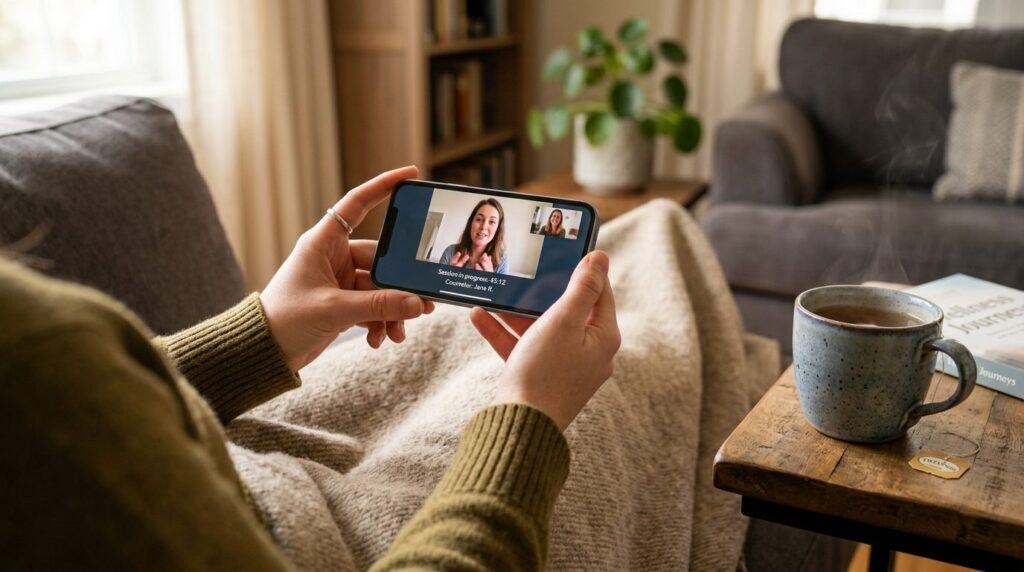Close-up of persons hands holding smartphone during online